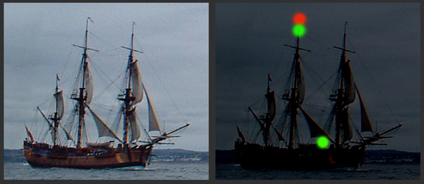 A vessel under sail showing optional lights