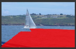 A sailing vessel indicating the area that cannot be seen by the persons crewing