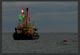 Vessel at anchor restricted in ability to manoeuvre, engaged in dredging or underwater operations, where an obstruction exists