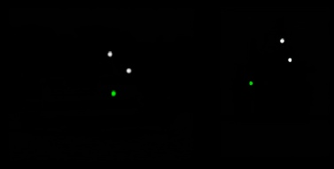 A passenger boat under 50m and a RFA at night