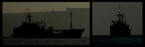 Vessel showing lights restricted ability manoeuvre - not making way