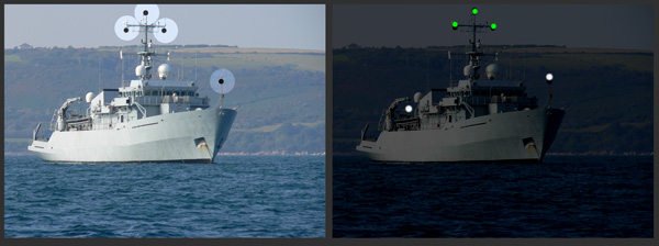 Vessel engaged in mine clearance operations - at anchor