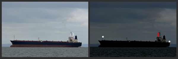 A vessel aground exhibiting appropriate signals