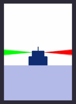 Diagram:  power-driven vessel showing vertical sectors of lights - upright