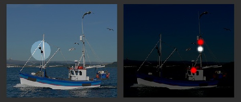 A vessel engaged in fishing other than trawling - making way -showing signal, all-round lights and sidelight