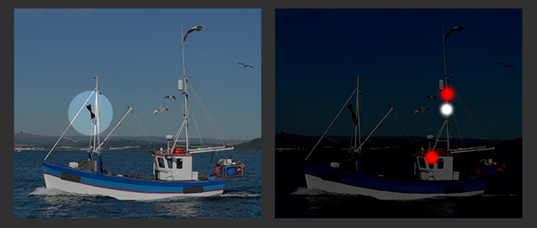 A vessel engaged in fishing other than trawling showing signal, all-round lights and sidelight