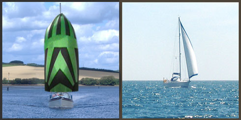 Vessels under sail - difficult to tell on which side they have the wind